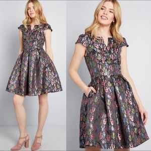 ModCloth Cactus Fit and Flare Dress